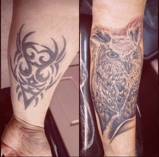 Explore simple line work tattoo ideas, creative tattoo ideas in Maple Lake, available at Earth Child Tattoo