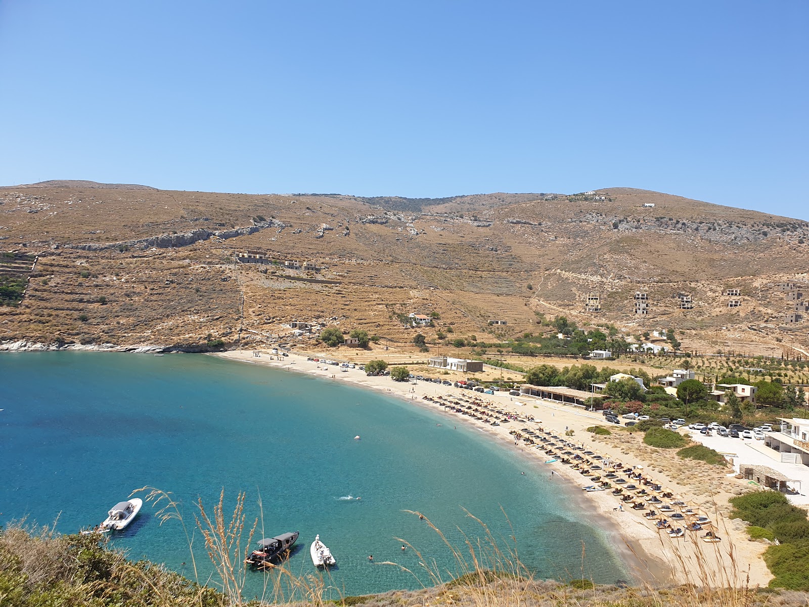 Photo of Spathi beach with bright sand surface