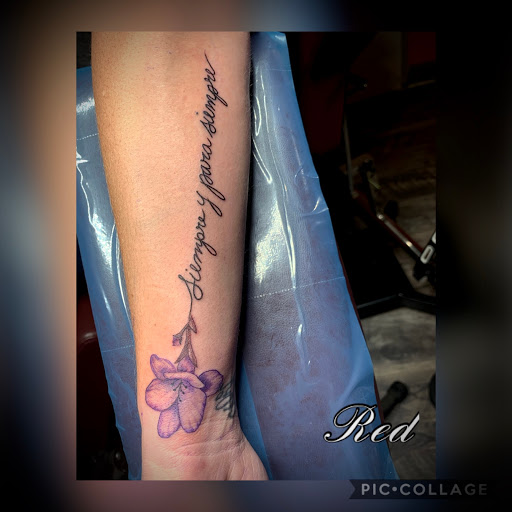Explore chest tattoo lettering ideas, creative tattoo ideas in New York, available at Redink Tattoo Studio