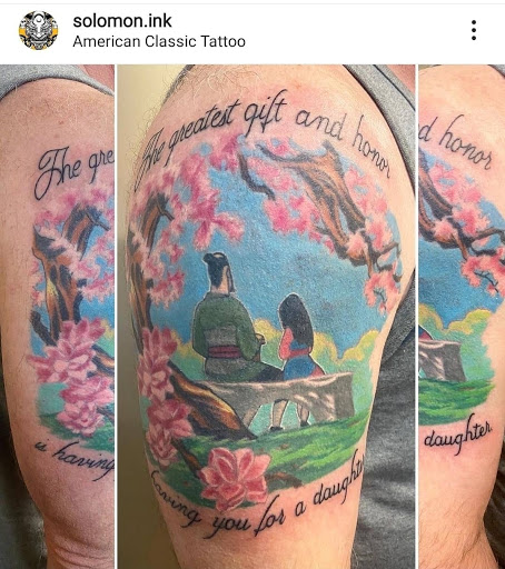 Explore campfire tattoo ideas, creative tattoo ideas in Newport News, available at American Classic Tattoo
