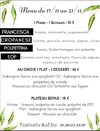Restaurant italien Kal'Ita à Coignières - menu / carte