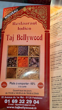 Restaurant indien Taj Bollywood à Palaiseau (la carte)