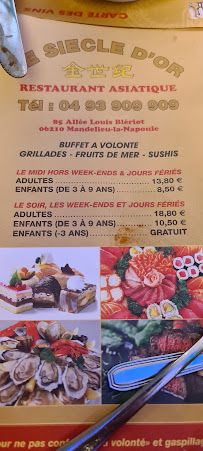 Le Siècle d'or à Mandelieu-la-Napoule menu