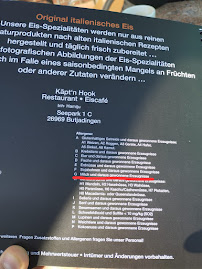 Menu / carte de Käpt'n Hook à Butjadingen