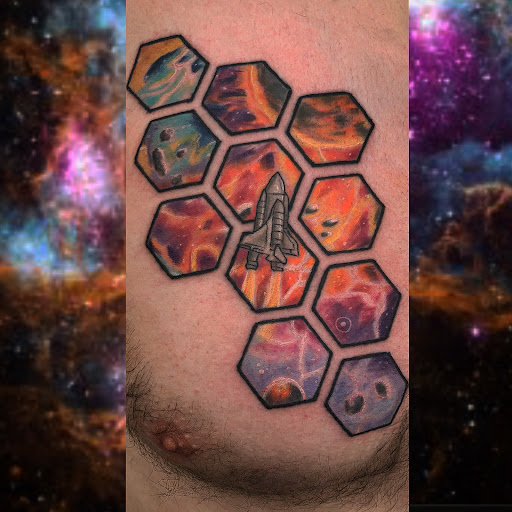 Explore black widow tattoo ideas, creative tattoo ideas in Severna Park, available at Oxblood Ink