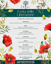 Menu du Ristorante Pepe à Gallicano nel Lazio