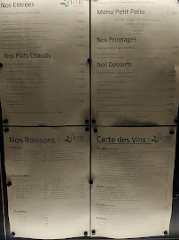 Carte du Le Patio - Restaurant & Gîte à Yssingeaux
