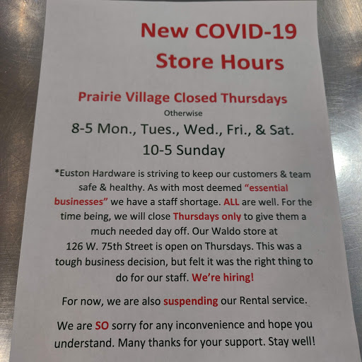 Hardware Store «Euston Hardware», reviews and photos, 6955 Tomahawk Rd, Prairie Village, KS 66208, USA