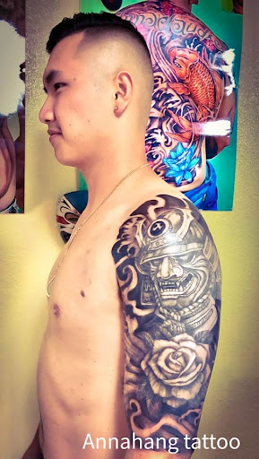 Explore green tattoo ideas, creative tattoo ideas in Garden Grove, available at Anna Hang Tattoo