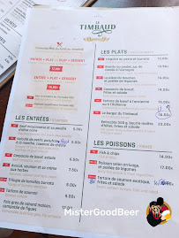 Le Timbaud à Paris menu