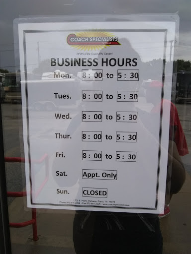 RV Repair Shop «Coach Specialists of Texas RV Repair - Plano», reviews and photos, 1700 E Plano Pkwy, Plano, TX 75074, USA