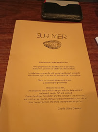 Restaurant de fruits de mer Sur Mer à Paris - menu / carte