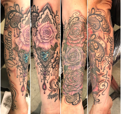 Explore colored tattoo ideas, creative tattoo ideas in Goshen, available at Lady Luck Studio