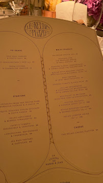 Le Relais Plaza à Paris menu