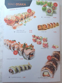 Osaka Sushi à Paris menu