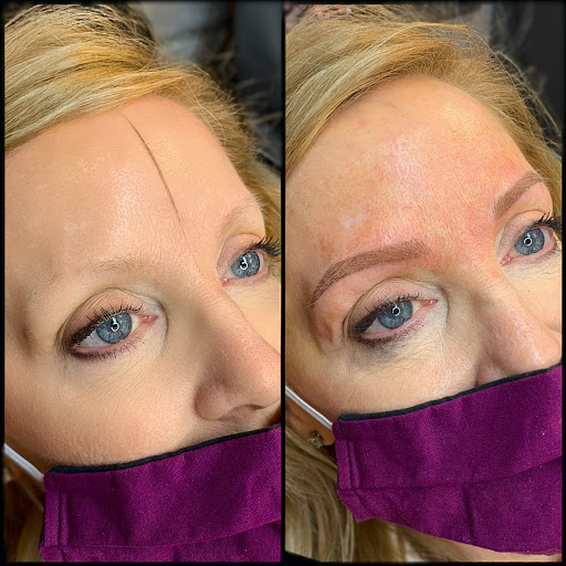 Explore polka trash tattoo ideas, creative tattoo ideas in Peoria Heights, available at BeautiFULL Brows By Jen Microblading - Permanent Makeup Wild Honey Beauty Studio