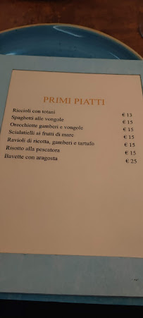 Menu / carte de la sirena à Avellino