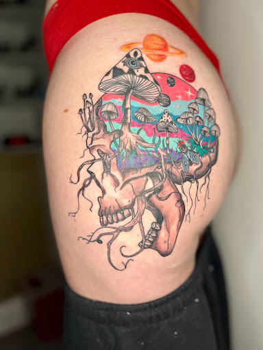 Explore afro samurai tattoo ideas, creative tattoo ideas in Greensboro, available at Dogwood Ink