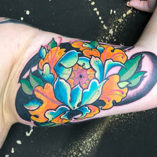 Explore girly tattoo ideas for a sleeve, creative tattoo ideas in Bethlehem, available at Soul Glow Electric Ink