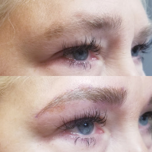 Explore forearm lion tattoo ideas, creative tattoo ideas in Peoria Heights, available at BeautiFULL Brows By Jen Microblading - Permanent Makeup Wild Honey Beauty Studio