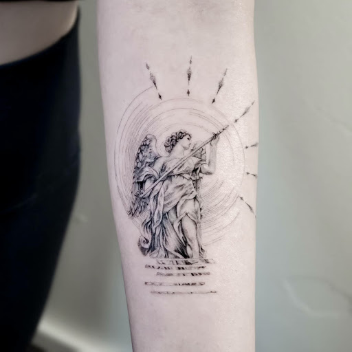 Explore mens travel tattoo ideas, creative tattoo ideas in Los Angeles, available at Ethos Art Haus Tattoo
