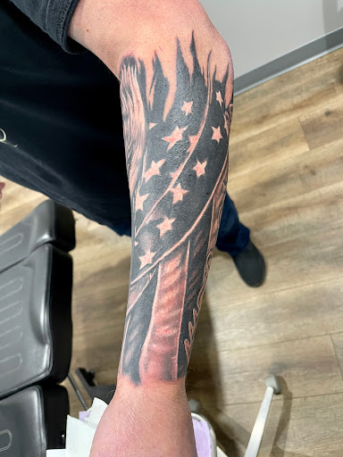 Explore leg tattoo idea, creative tattoo ideas in Corning, available at Big Ink Tattoo & Piercing