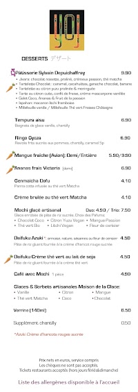 Menu / carte de YOJ Aubagne à Aubagne