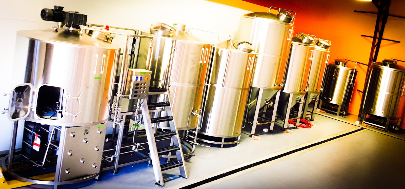 A row of beer taps