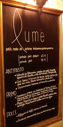 Restaurant italien Lume à Bordeaux (la carte)