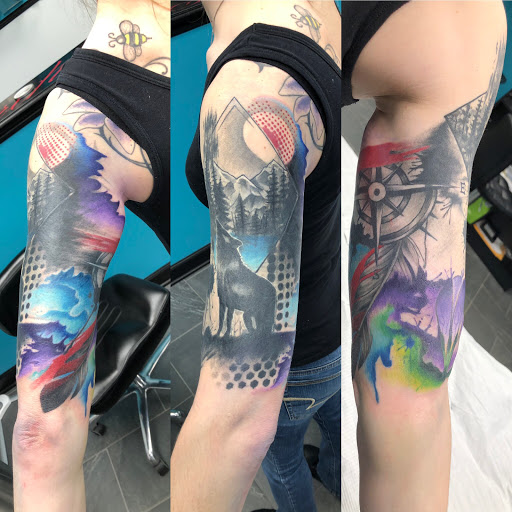 Explore wolf neck tattoo ideas, creative tattoo ideas in Lockport, available at Archer Ink Tattoo