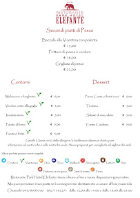 Menu / carte de Ristorante Park Hotel Elefante à Verona