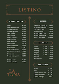 Menu du Bar Birreria La Tana à Bagolino