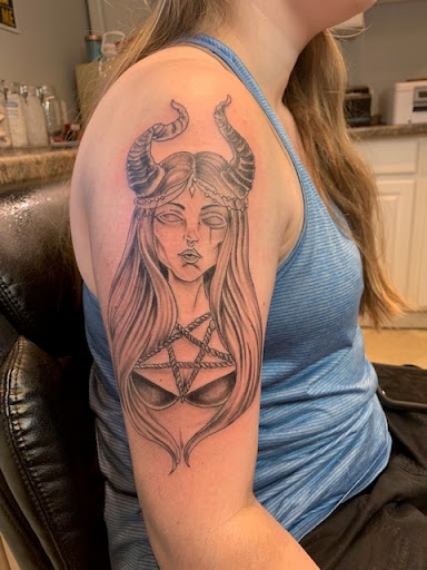 Explore female virgo tattoo ideas, creative tattoo ideas in Old Orchard Beach, available at Mad Hatters Tattoo Studio