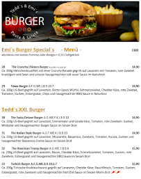 Menu / carte de Tedd’s & Emi’s Burger UG , Burger, Pasta und Salate Lieferdienst à Lindau