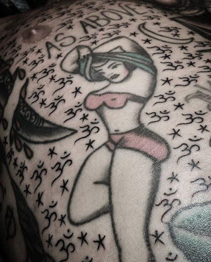 Explore leg sleeve tattoo ideas for men, creative tattoo ideas in San Diego, available at Sideshow Tattoo and Piercing