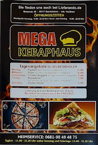 Menu du Mega Kebaphaus à Saarbrücken