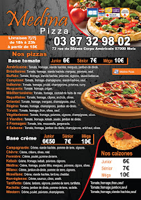 Medina Pizza à Metz carte