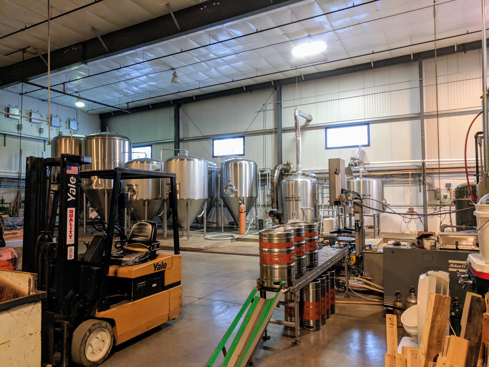 Brewing tanks in a taproom