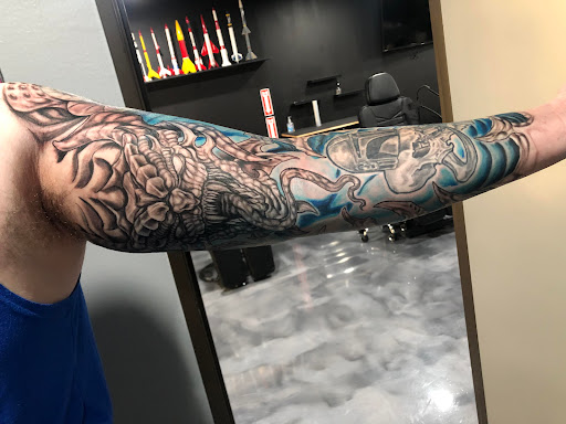 Explore crime scene tattoo ideas, creative tattoo ideas in Plano, available at 2Groovy Studios