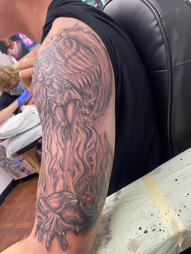 Explore widow tattoo ideas, creative tattoo ideas in Aurora, available at Skin of A Different Color