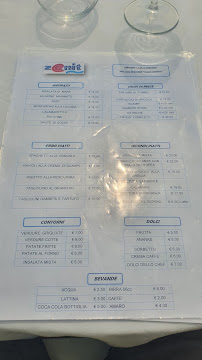 Menu du Zenit restaurant Ostia à Rome