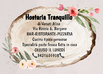 Menu / carte de Hostaria Tranquillo - Ristorante e Pizzeria a Casarza Ligure à Bargone