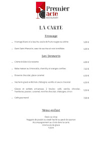 Premier acte restaurant à Villefranche-sur-Saône menu