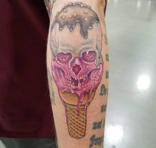 Explore strawberry shortcake tattoo ideas, creative tattoo ideas in Atlanta, available at Black Cloud Tattoo and Piercing