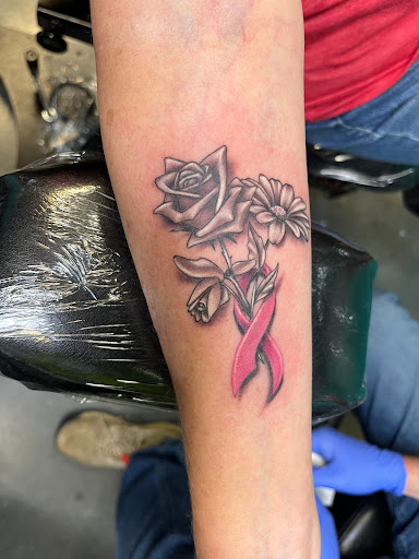 Explore gangster sleeve tattoo ideas, creative tattoo ideas in Overland Park, available at Aftershock Tattoo Co.