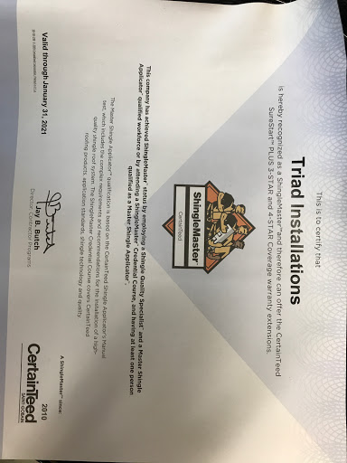 Roofing Contractor «Triad Installations», reviews and photos, 5202 W Market St, Greensboro, NC 27409, USA