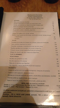 Do et Riz à Paris menu