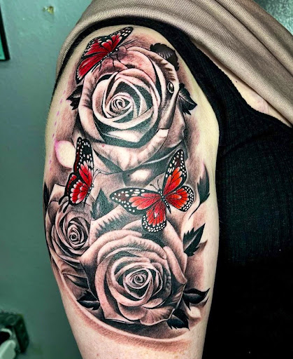 Explore oriental sleeve tattoo ideas, creative tattoo ideas in Clearwater, available at Moniques Body Art