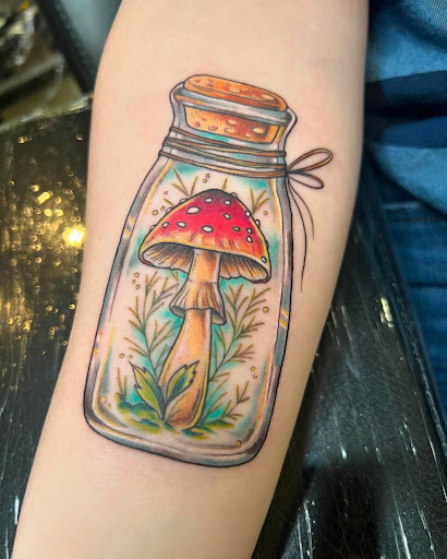 Explore gangsta tattoo sleeve ideas, creative tattoo ideas in Bend, available at Monolith Tattoo Studio