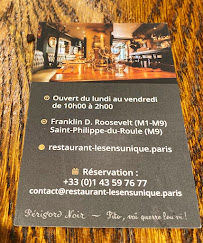 Restaurant français Le Sens Unique à Paris (le menu)